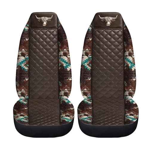 Howilath Bull Print Car Seat Cover Set of 2 Elastic Interior Accessories Front Bucket Seat Covers Fit SUV Sedan Truck, Easy to Install thumbnail 3