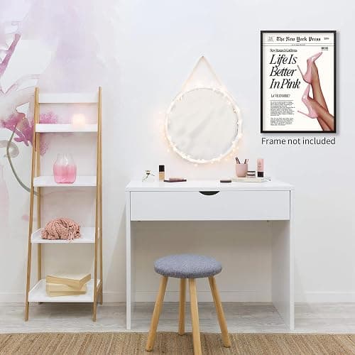 Vintage Funky Newspaper Wall Art Fashion Funny Quote, Life Is Better In Pink Poster Prints Heel Picture for Girly Bedroom Apartment Wall Decor 12x16 inch Unframed thumbnail 7