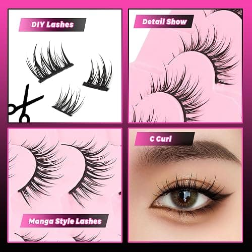 Veleasha Lashes Kit Manga Eyelashes DIY Lash Spiky Lash Clusters 7 Pairs Pack (Sugar Kit) thumbnail 5