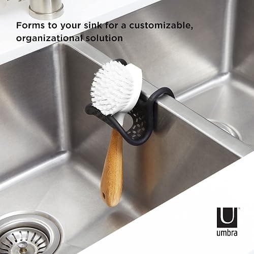 Umbra Sling Kitchen Sink Caddy Sponge Holder, Hangs Over Faucet or Divider, Single, Black thumbnail 4