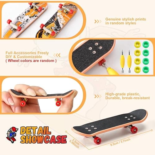 CS COSDDI Finger Skateboard Park Kits,14 in 1 Skateboard Finger Toys with 8 Finger Skateboards & 14 Skatepark Deck Ramp,Finger Bike for Boys or Girls Gift,Mini Finger Skateboards Ramp Accessories Set thumbnail 4
