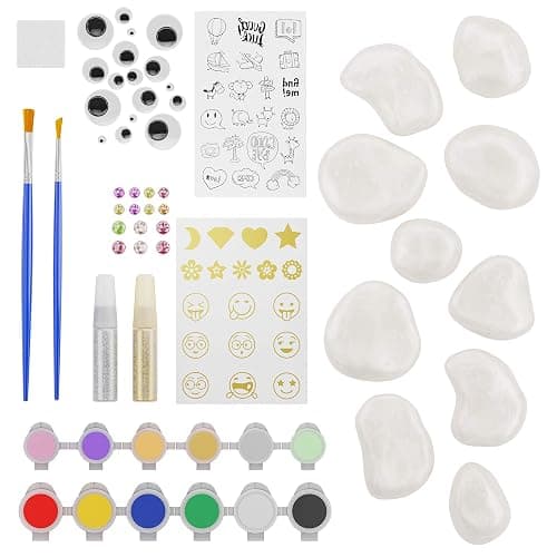 Dan&Darci Rock Painting Kit for Kids - Arts and Crafts for Girls & Boys Ages 6-12 - Craft Kits Art Set - Supplies for Rocks Paint - Best Tween Gift Ideas for Kid Activities Age 6 7 8 9 10 11 thumbnail 3