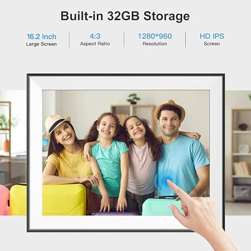 Large Digital Picture-Frame 16.2" Digital-Photo-Frame - 32GB Wireless Digital Frame, Touchscreen, Auto Rotate, Wall Mountable, Send Photo Video via App Email, Free Cloud, for Her Him thumbnail 5