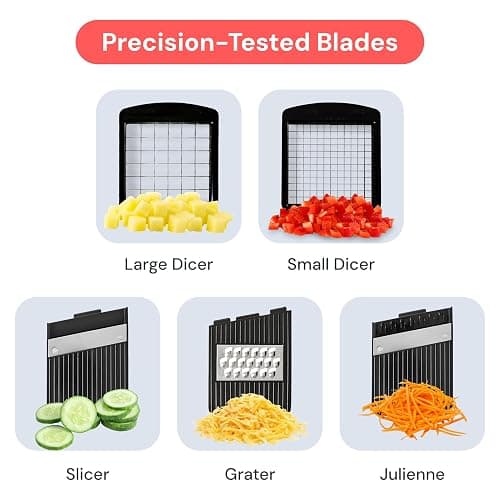 Fullstar Mandoline Slicer for Kitchen - Vegetable Chopper, Onion Potato Food Veggie Fruit Slicer and Cutter with Container, Kitchen Gadgets & Gifts, Home Essentials (6 in 1, Black) thumbnail 5