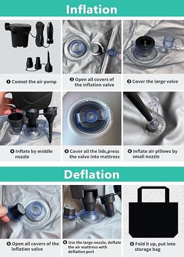 SUV Air Mattress, Inflatable SUV Mattress Bottle and Phone Holder Thickened Flocking & PVC Surface Car Air Mattress with Electric Air Pump Travel Mattress for Car Camping Road Trip (Black) thumbnail 6