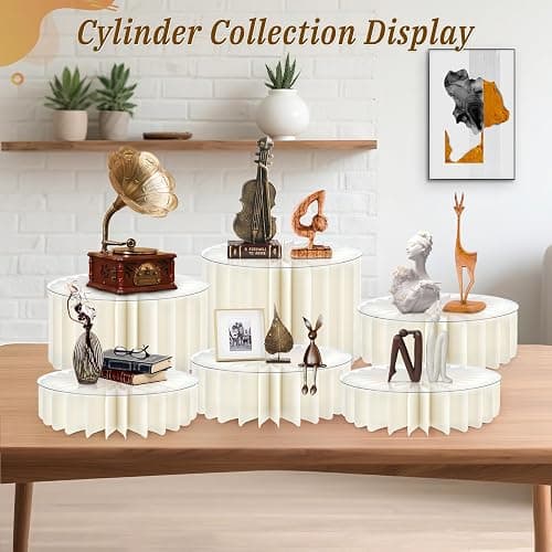 Youjoitim 6Pcs Buffet Risers, Food Risers for Table, Foldable Cake Stands for Party, Paper Dessert Table Display Set, Cupcake Display Stand for Birthday Wedding Party Decoration (White) thumbnail 2