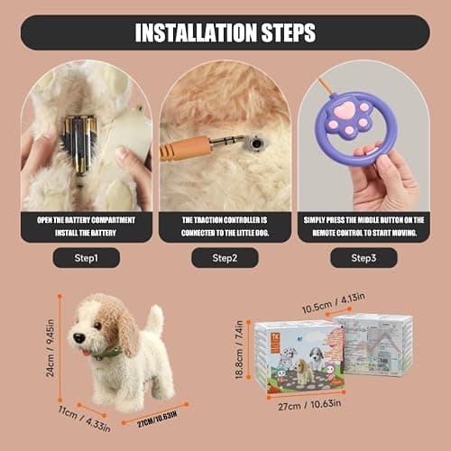 Wuffy Robot Dog, Robot Dogs Realistic, Interactive Walking Plush Toy Dog, Leash Remote Plush Toy Puppy with Touch Barking, Wags-Tail, Tongue Licking, Sing, Battery Powered (Batteries Not Included） thumbnail 2