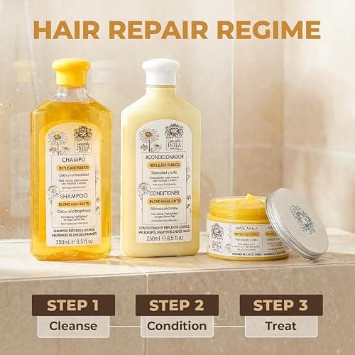 Intea Hair Mask for Blonde, Dyed or Rinsed Hair - 8.3 oz - Restores Damaged Highlights - Paraben and Ammonia Free - With Chamomile Extract thumbnail 6