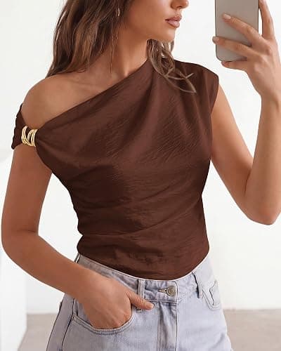 BTFBM Spring Tops for Women Trendy Sleeveless Ruched Going Out Top Solid Tank Blouses Basic T Shirts Fashion Clothing thumbnail 2