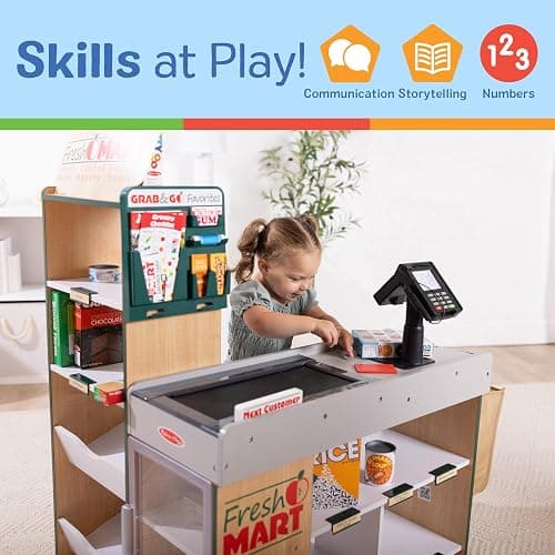 Melissa & Doug, Fresh Mart Pretend Grocery Store, Kids Cash Register with Scanner, Shelves, & Conveyor Belt, Kids Toys for Girls & Boys thumbnail 5