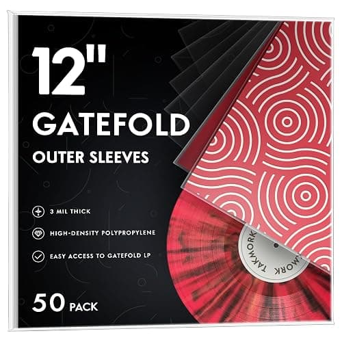 Gatefold Record Sleeves Albums Covers: 12 inch Vinyl Record Outer Sleeves 3 Mil Plastic Clear LP Protective Sleeves, 50pcs - Image 1