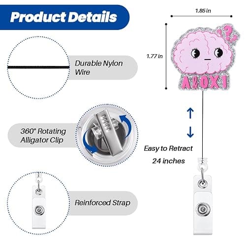 A&0x1 Funny Office Badge Reel | Retractable ID Card Badge Holder | Name Tag Medical Work Badge Clip for RN LPN CNA MA ER Night Shift Nurse Doctor | Nurse Gifts | Acrylic｜Alligator Clip thumbnail 4
