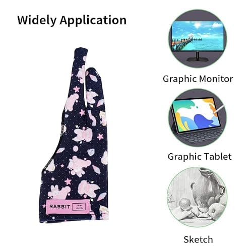 Artist Drawing Glove for Graphic Drawing Tablet, Fits Left and Right Hand | Two Fingers Digital Art Glove for Drawing Tablet, iPad, Monitor Painting, Paper Sketching(BlackPink, Size M, 3.2x8.4inch) thumbnail 5