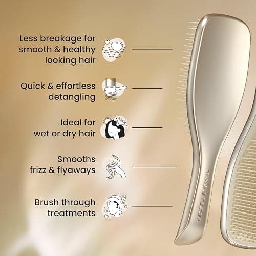 Tangle Teezer Chrome Ultimate Detangler Brush for Wet & Dry Hair, Eliminates Knots & Reduces Breakage for Straight to Curly Hair Types, Champagne Gold thumbnail 6