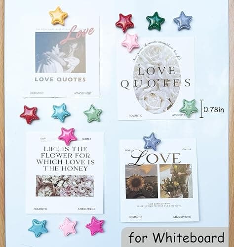 KEYDUACU 16Pcs Strong Star Refrigerator Magnet Fridge Sticker,Colorful 3D Craft Decoration Magnet,Strong Fridge Magnets for Kitchen,Office Whiteboard, Cabinet and Dishwasher (Colorful Star) thumbnail 5