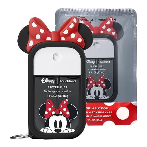Touchland Disney x Minnie Mouse Hand Sanitizer & Case Set Travel Size | TSA ready Power Mist with skincare benefits. Disneyland-ready collectible bag charm case with Vanilla Blossom scent. thumbnail 3