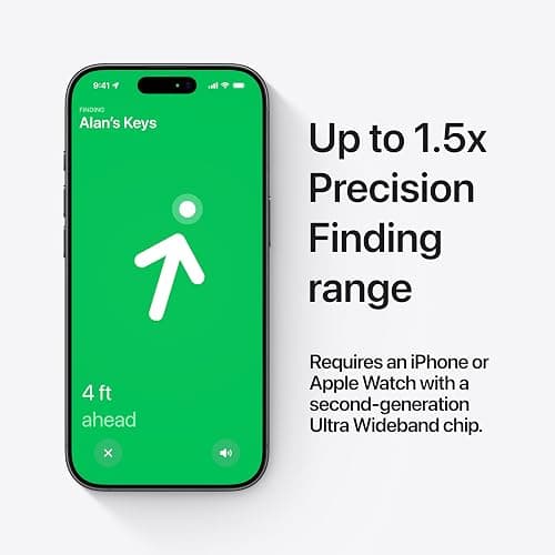 Apple AirTag (2nd Generation): Tracker for Keychain, Wallet, and More; Locator with Sound; Simple One-Tap Setup with iPhone or iPad; Key Finder with up to 1.5X Precision Finding Range* thumbnail 4