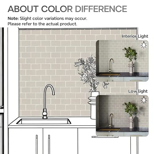 STICKGOO Peel and Stick Backsplash Subway Tiles, 10 Sheets of 12" x 12" - 3D Adhesive Peel and Stick Tile Backsplash for Kitchen, Bathroom, Wall Tile (Thicker Design, Light Gray Beige) thumbnail 4