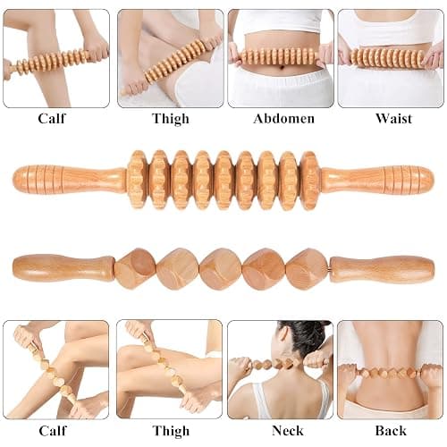 Komogir Wood Therapy Massage Tools 5-in-1 Lymphatic Drainage Massager Maderoterapia Kit Wooden Massager Body Sculpting Tools for Muscle Pain Relief, Anti-Cellulite, Body Contouring and Shaping thumbnail 3