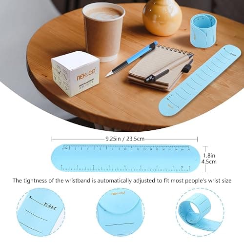 NEX&CO Wearable Nurse Notepad Wristbands, 2 Pack Silicone Reminder Bracelet Write On Memo, Dry Erase Slap Sticky Notes w/Ruler, Gifts for ADHD, Dementia, Vet Techs, ED/ER/RN Nurse, LPN/RVN (Blue) - Blue thumbnail 5