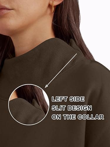 Trendy Queen Womens Mock Neck Sweatshirts Oversized Pullover Fall Outfits | Fall Fashion Clothes 2026,Long Sleeve Tops,Comfort Soft Fleece,Travel Casual Work Lounge Daily Outfit thumbnail 6