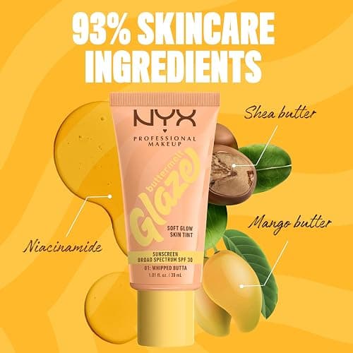 NYX PROFESSIONAL MAKEUP Buttermelt Glaze Soft Glow Skin Tint with SPF 30, Up To 12HR Wear, 01 Whipped Butta thumbnail 5
