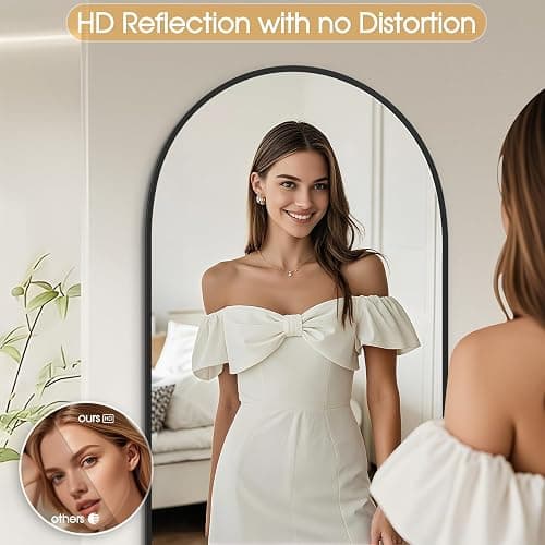 PIUDOC 59"x16"Floor Mirror Full Length,Arched Full Length Mirror with Stand,Full Body Mirror,Hanging or Large Leaning for Bedroom Living Room Black thumbnail 4