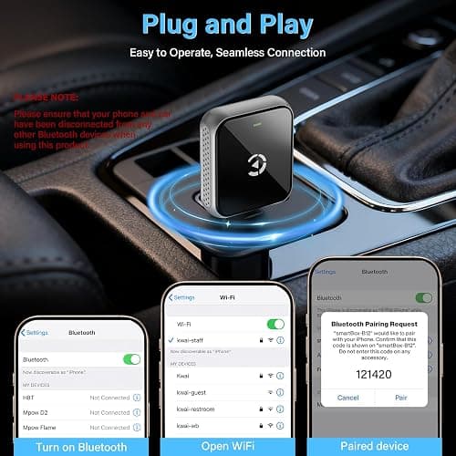 Mini Wireless CarPlay Adapter, 2025 Upgraded iPhone Mini Size Car Play Connect, Black Mirror Wireless and Bluetooth CarPlay Adaptor, Plug&Play, No Delay & Stable Connection, for iPhone thumbnail 7