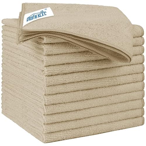 HOMEXCEL Brown Microfiber Cleaning Cloth 12 Pack, 12.5 x 12.5 inch Microfiber Towels for Cars, Ultra Absorbent Car Washing Cloth, Lint Free Streak Free Cleaning Rags for Car, Kitchen, and Window - Image 1