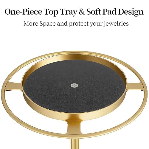 LSK Metal Sunglass Organizer, Glasses Holder Stand with Storage Tray, Gold Sunglass Holder with Non-Slip Pad for Nightstand, Tabletop, Desk, Dresser, Hanging Up to 9 Pairs Sunlasses/Reading Glasses thumbnail 4