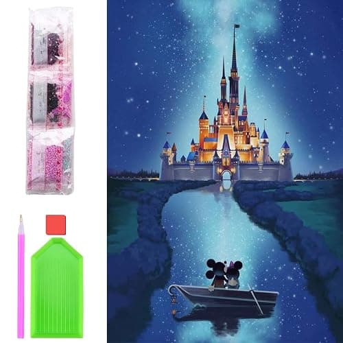 DIY 5D Diamond Painting by Number Kits, Crystal Rhinestone Diamond Embroidery Paintings Pictures Arts Craft for Home Wall Decor & Relaxation (Castle,30 * 40cm) - Image 1
