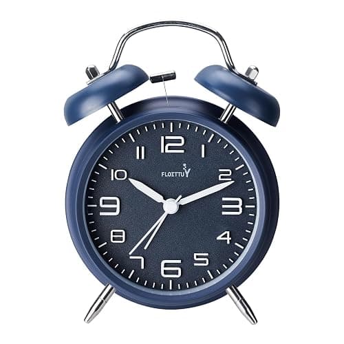 FLOITTUY (Loud Alarm for Deep Sleepers 4'' Twin Bell Alarm Clock, Stereo Digital Dial Alarm Clock with Backlight for Bedroom and Home Decoration(Nautical Blue) - Image 1