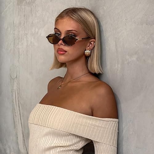 ViewJoy Retro Oval Sunglasses for Women Vintage 90s Y2K Trendy Designer Sun Glasses thumbnail 4