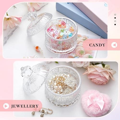 Tioncy 3 Pcs Large Body Powder Puff and Container Valentine's Day gift Powder Container with Puff Crystal Case Soft Washable Reusable Velour Face Body Glitter Wet Dry Makeup(Crown,Clear) thumbnail 6
