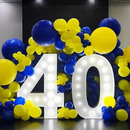 Yellow Blue Balloons 12 Inches with Confetti Balloon | Dark Blue Yellow White Latex Balloon Helium for Kids Birthday Graduation Baby Shower Party Decoration thumbnail 5