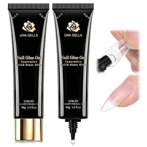 UNA GELLA Gel Nail Glue 80g Super Strong U V Solid Soft Gel Lamp Curing Needed Nail Glue 40g*2 for Acrylic Nail Tips for Fake Acrylic Press On Nails Extension Soak Off - Image 1