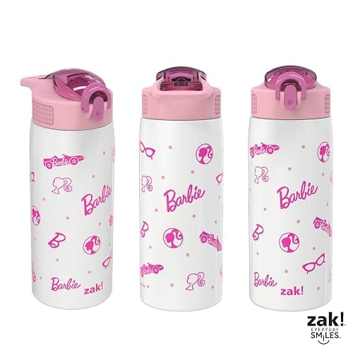 Zak Designs Barbie Porter Water Bottle for Travel and At Home, 19 oz Vacuum Insulated Stainless Steel with Locking Spout Cover, Built-In Carrying Loop, Leak-Proof Design (Barbie) thumbnail 6