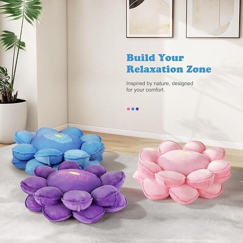 Lotus Flower Floor Pillows, Large Cushion Inspired by Lotus Flower Design, Decorative Seating for Living Room, Bedroom, and Lounge, Soft Washable Floor Cushion for Relaxation, and Family Activities thumbnail 7