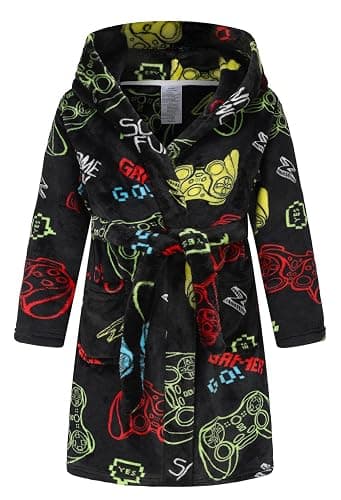 Fraprasty Boys Fleece Robe Hooded Toddler Soft Bathrobe Pajamas Sleepwear for Kids Girls 2-16 Years - Image 1