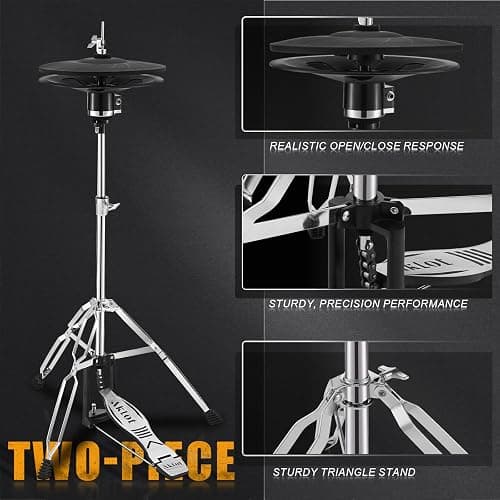 AKLOT Expanded-Size Electric Drum Set: 12'' Two-Piece Standalone Hi-Hat, Independent Kick Drum and 10'' Dual-Zone Snare, 12'' Triple-Zone Ride Cymbal, All Mesh Heads, 460 Sounds, USB MIDI (B-CORE541) thumbnail 4
