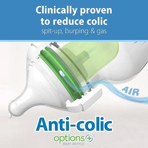 Dr. Brown's Natural Flow Anti-Colic Options+ Wide-Neck Baby Bottles 9 oz/270 mL,with Level 1 Slow Flow Nipple,4 Count,0m+ - 9 oz, 4 Pack - 4 Count (Pack of 1) thumbnail 3
