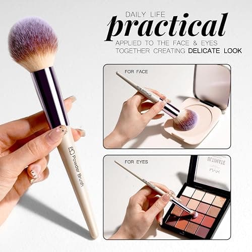 BS-MALL Makeup Brush Set 18 Pcs Professional Foundation Powder Concealers Eyeshadow Blush Synthetic Makeup Brushes with Labeled instruction Black Case Upgraded Version thumbnail 6
