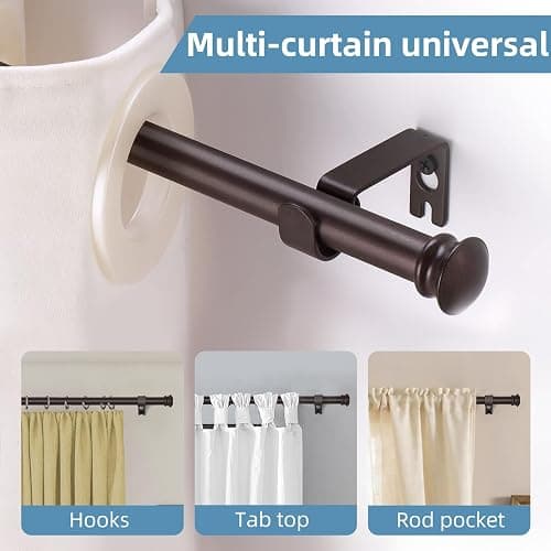 CorkLatta Bronze Curtain Rods for Windows 30 or 45 Inches with Brackets,Decorative 5/8 Inch Diameter Small Window Curtain Rod Set for Bedroom, Room Divider, Living Room, Kitchen, Bathroom thumbnail 3