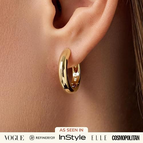 Ana Luisa Giulia Huggie Hoop Earrings for Women - 14K Gold Plated & Silver Rhodium Plated - Hypoallergenic Water-Resistant Tarnish-Free Chunky Earrings - Small, Medium & Large Size - Gifts for Women thumbnail 2
