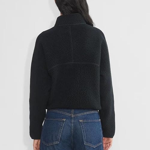 Yioaga Womens Fleece Half Zip Pullover Fuzzy Sherpa Jacket with Pockets | Soft Fuzzy Sherpa Fleece, Half‑Zip Mockneck, Cropped Long Sleeve, Drop Shoulder, Side Zip Pockets, Casual Warm Women Pullover thumbnail 3