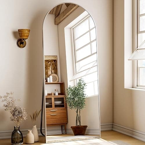 XRAMFY 56"x21" Floor Full Length Mirror Standing Full Body Rounded Corner Rectangle Mirrors with Stand Hanging Wall Mounted Leaning Bedroom Living Room Bedroom Cloakroom thumbnail 5