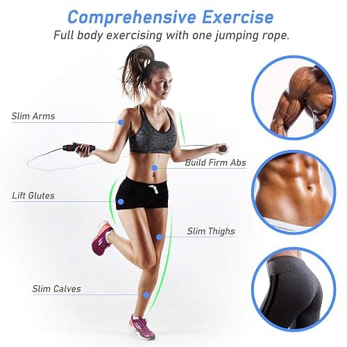 Blukar Springseil, Speed Rope Verstellbar mit Hautfreundlichen Schaum Griffe, 3 Meter Länge Einstellbar, Rutschfest und Ideal für Fitness & Ausdauer & Seilspringen, geeignet für Erwachsene thumbnail 4