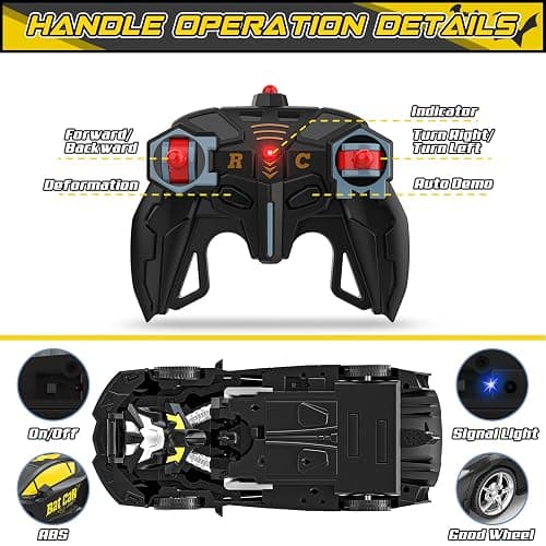 BLUEJAY Transform Rc Cars for Boys 4-7 8-12, 2.4Ghz Remote Control Car 1:18 Scale Transforming Robot, One-Button Deformation 360° Rotation Car Toy Gifts for Boys 3-5 thumbnail 6
