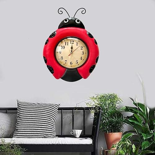 TXYS Wall Clock for Home Ladybug Decor Art Decorations Great for Office/Outside Clock (Ladybug Clocks) thumbnail 4