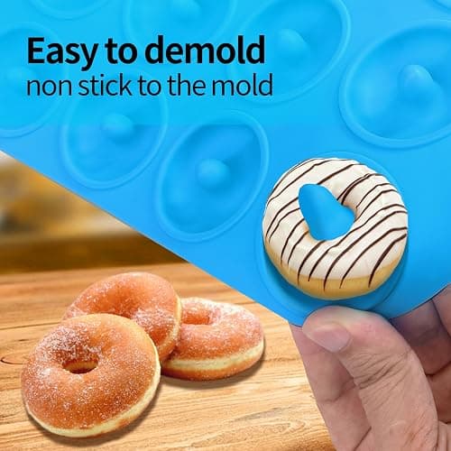 12 hole Silicone Donut Pan, Bite Size Silicone Donut Molds for baking, Mini Donut Mold Heat Resistant, Mini Donut Pan for baking Donuts, Muffin, Cake Biscuit Bagels, Non-stick Bottom, Dishwasher Safe thumbnail 5
